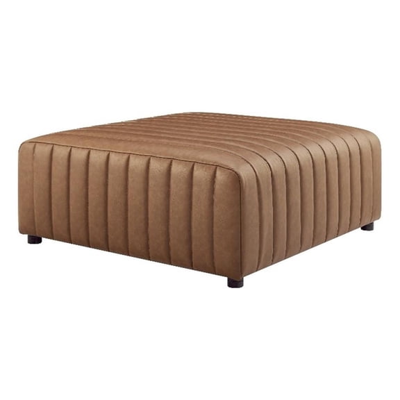 NPD Furniture Harland Faux Leather Square Coffee Table/Ottoman in Brown