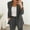 Grey, variant on Womens Sets 2 Piece Outfits Dressy Pant Suits Elegant Business Casual Belted Blazer and Pants Set