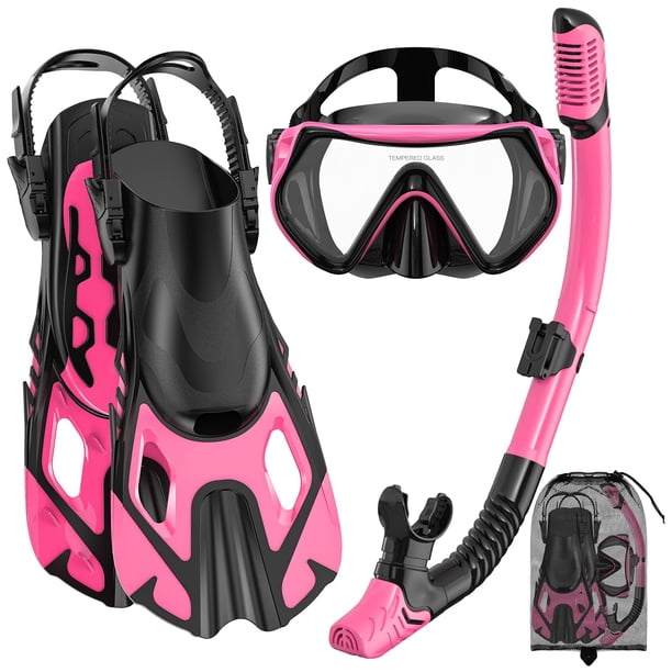Equipo de Snorkel 3 en 1 para Adultos con Máscara, Aletas y Tubo de Respiración