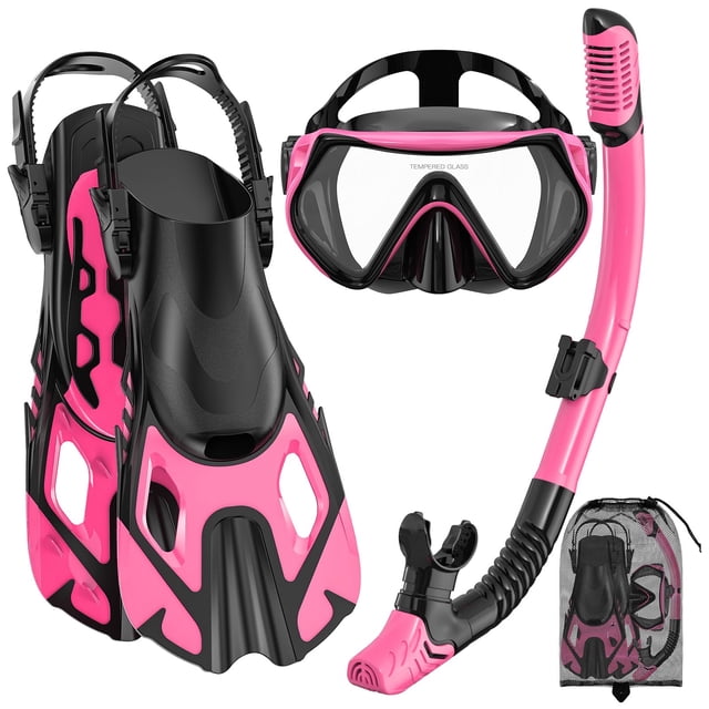 Equipo de Snorkel 3 en 1 para Adultos con Máscara, Aletas y Tubo de Respiración