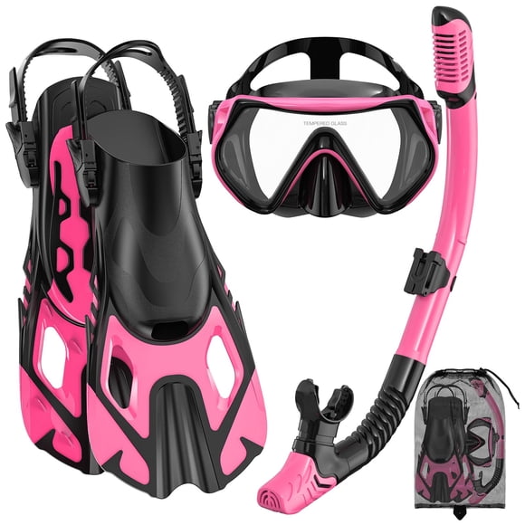 Equipo de Snorkel 3 en 1 para Adultos con Máscara, Aletas y Tubo de Respiración