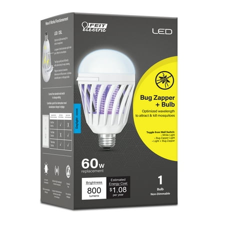 Feit Electric LED 9W (60W Eq.) Daylight (5000K), Bug Zapper Bulb, Cylinder Shape, Medium E26 Base, Non-Dimmable