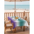 thumbnail image 2 of Outdoor Tablecloth with Umbrella Hole for Patio/Picnic/Party/Camping, Turquoise Purple Ombre Waterproof Table Cloth Rectangle Table Cover Washable, Modern Color Gradient Abstract Art (60"x 120"), 2 of 9