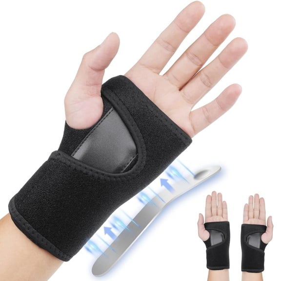 Adjustable Wrist Support Brace with Removable Metal Stabilizer, Wrist Splint for Carpal Tunnel, Tendonitis, Sprains & Joint Pain