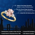 thumbnail image 2 of Gem Stone King 2.82 Ct Peach Nano Morganite White Created Sapphire 18K Yellow Gold Plated Silver Ring, 2 of 6