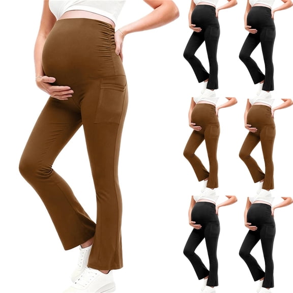 Bixock Maternity Leggings Pants Flared Leg Over The Belly High Waist Yoga Pant Workout Pregnancy Pants Activewear Maternity Clothes