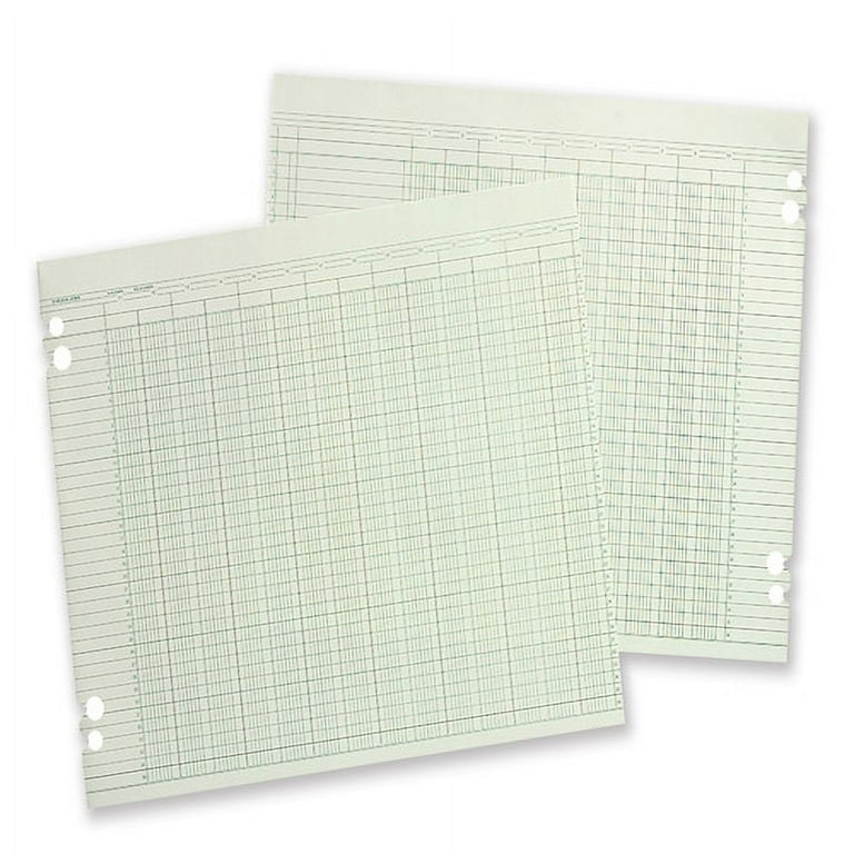 wilson-jones-columnar-ruled-sheets-24-lb-double-sided-sheet-ledger-11-7-8-x-9-1-4-sheet-size-4-x-holes-16-columns-per-sheet-green-sheet-s-brown-green-print-color-paper-100-pack-walmart-com