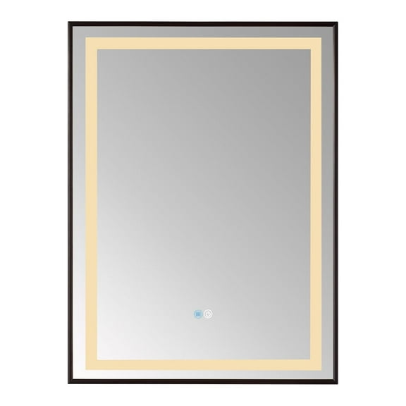Vinnova Teruel 24" Rectangle Black Framed LED Wall Mount Bathroom Vanity Mirror