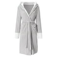 thumbnail image 4 of Aompmsdx Women Hooded Bathrobe Lightweight Soft Plush Long Flannel Sleepwear Hooded Bathrobe Plush Long Robejackets, 4 of 5