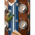 thumbnail image 2 of ERUNPONLY Navy Blue White Stripe Table Runner - 60 Inch Long Modern Rustic Vertical Striped Cotton and Linen Blended Dress Scarves Farmhouse Table Runner for Kitchen Dining, Coffee Table, 13"x60", 2 of 8
