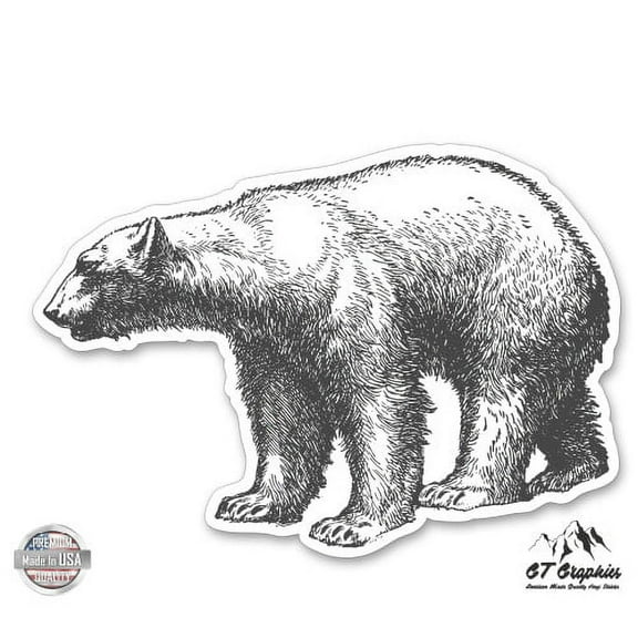 Polar Bear Sketch - 3" Vinyl Sticker - For Car Laptop I-Pad Phone Helmet Hard Hat - Waterproof Decal