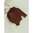 thumbnail image 3 of Gzhioc Infant Baby Autumn Romper, Solid Color Long Sleeve High Neck One-Piece Jumpsuit for Boys Girls,0-24 Months, 3 of 8