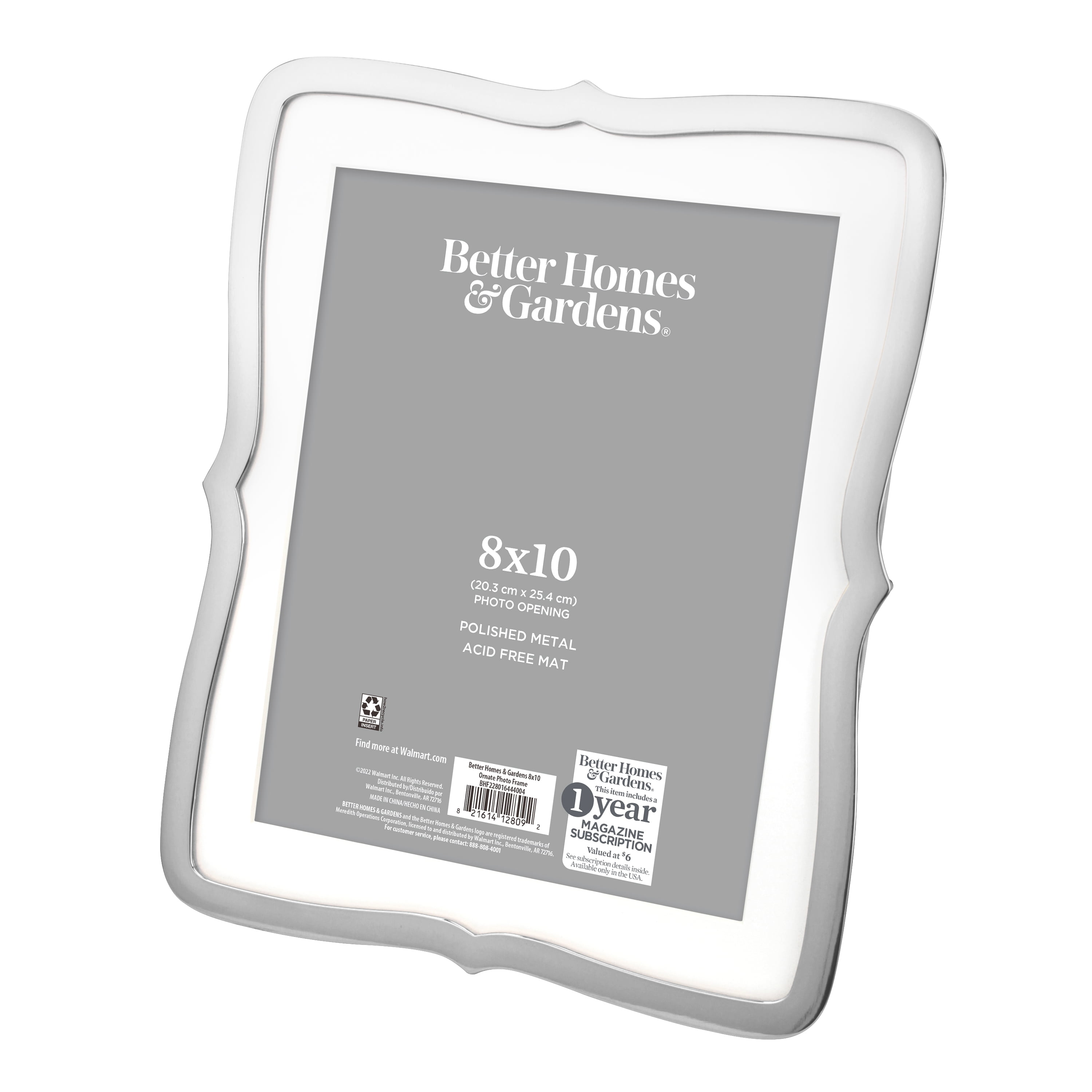 Better Homes & Gardens 8 x 10 Ornate Metal Tabletop Picture Frame, Silver