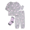 thumbnail image 3 of Wonder Nation Girls’ Plush Top, Jogger Pants and Socks Pajama Set, 3-Piece, Sizes 4-18 and Plus, 3 of 3
