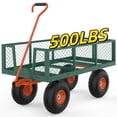 thumbnail image 2 of GloryStar Steel Garden Cart, 500 LBS, 3-in-1 Folding Utility Wagon with Removable Sides, 10 inch Tires, 180° Rotating Handle for Outdoor, Farm, Lawn and Garden, Heavy Duty Flatbed,, 2 of 7