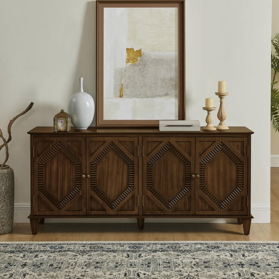 Kadyn Buffet Cabinet, Sideboard Cabinet,65.2" Mid Century Modern Sideboard Buffet Cabinet with Storage for Living Room/Entryway/Kitchen, Walnut