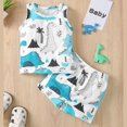 thumbnail image 2 of LNMQLPDBS Cute Summer Sets Sleeveless Cartoon Dinosaur Pattern Printed Tank Top + Elastic Waist Shorts 2pcs Outfits Soft Cute Clothes for Unisex Preschool Kids Newborn Boy Sets White 6-9 Months, 2 of 8
