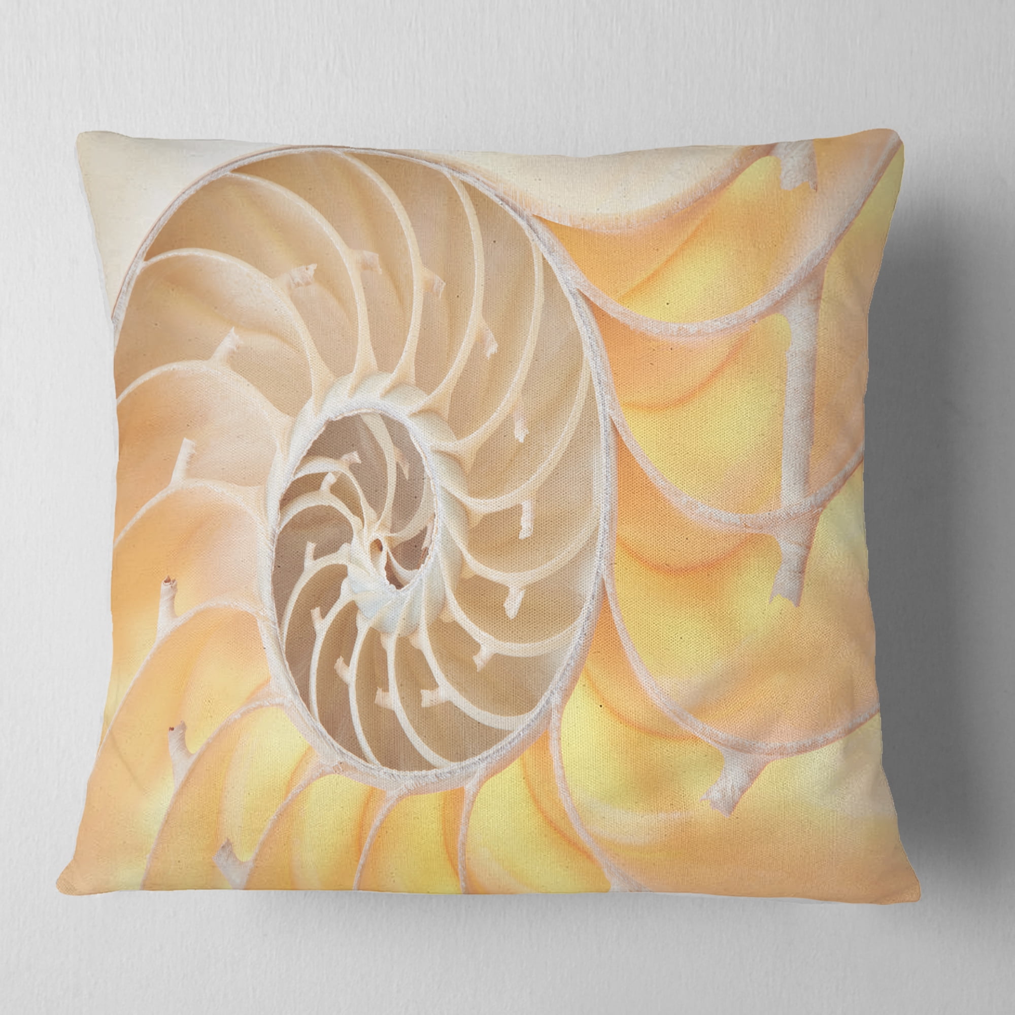 Designart Golden Nautilus Shell Pattern - Contemporary Throw Pillow - 18x18