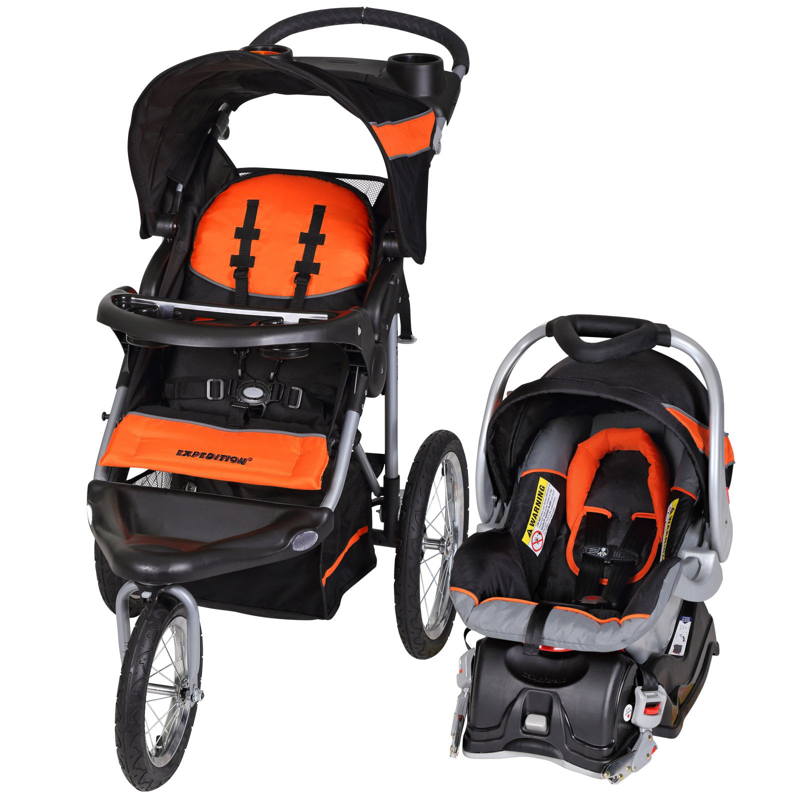 orange baby stroller