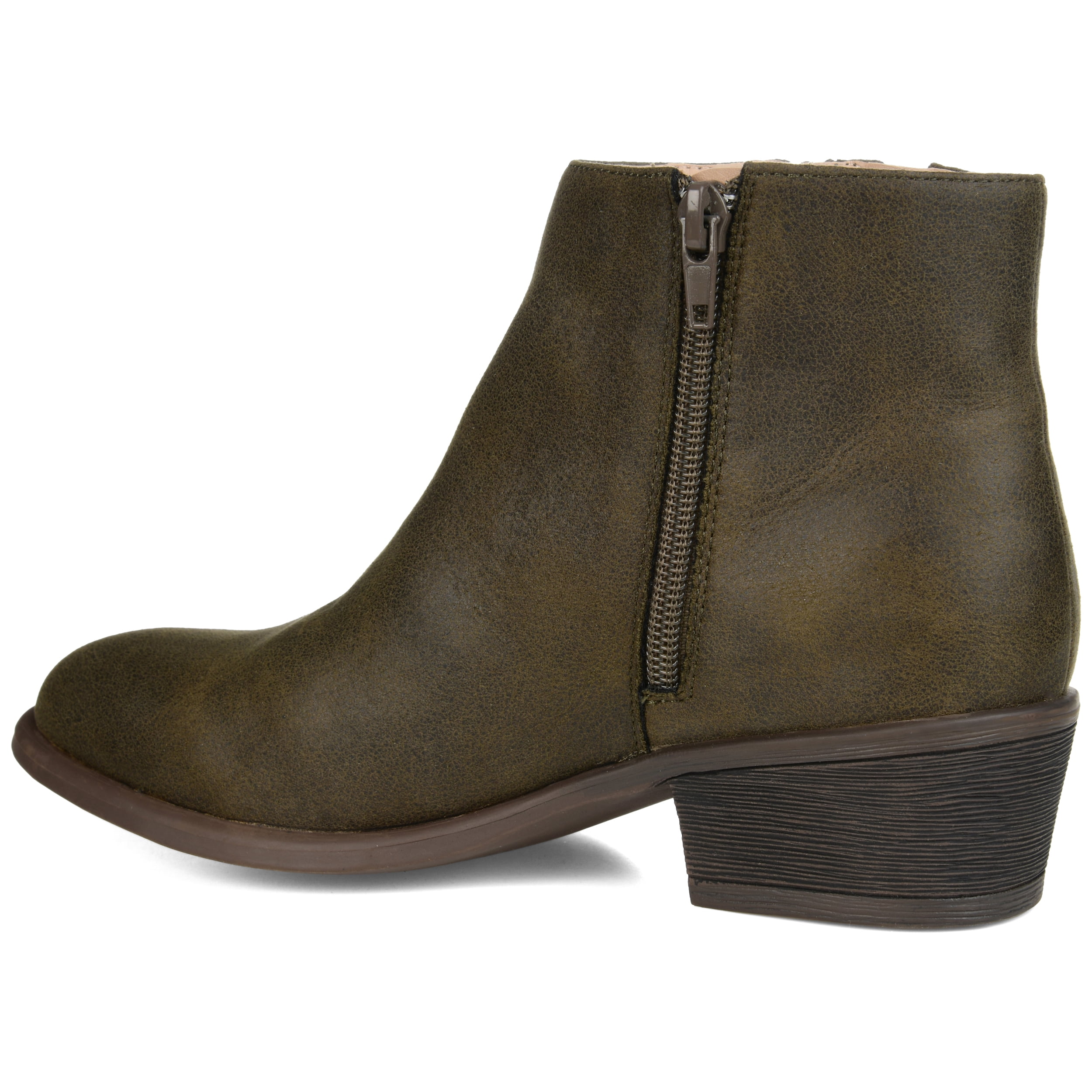 Journee Womens Jayda Inside Zip Stacked Heel Booties