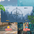 thumbnail image 5 of 1 Pcs 2D Flat License Plate Covers & Frames, Forest and Compass For Decorative Front, Waterproof For Decoration Aluminum License Plate Covers & Frames Cover For Men Women, 12" X 6", 5 of 7