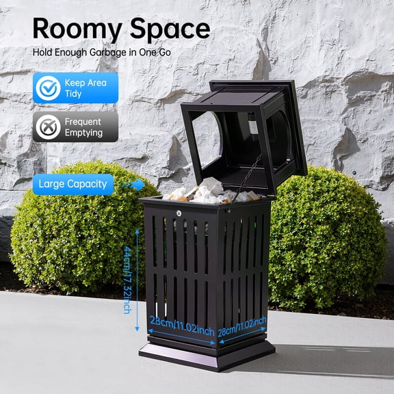 Freestanding Outdoor Trash Can Commercial Garbage Can Container With Locking Lid