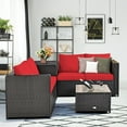 thumbnail image 6 of Gymax 8PCS Cushioned Rattan Patio Conversation Set w/ Side Table Red Cushion, 6 of 9