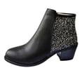 thumbnail image 2 of Tejiojio Clearance Woman Winter Plus Size Leather Boots High Heeled Thick Heel Sequined Booties Ladies Short Boots, 2 of 8