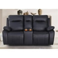 thumbnail image 3 of Alexent Faux Leather Manual Recliner Loveseat with Drink Holder, Black, 3 of 11