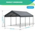 thumbnail image 5 of Heavy Duty Carport, Portable Garage, Doors and Ventilated Windows, UV Resistant and Waterproof, Carport Canopy for Car, Bike, Boat, Party, 5 of 8