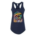 thumbnail image 3 of Funny Neon Sloth | Dean Russo Art Animal Lover Ladies Racerback Sleeveless Top, Navy, L, 3 of 5