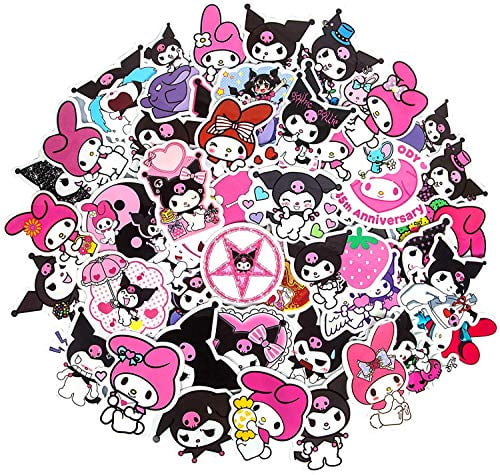 Kuromi And My Melody Stickers Pack 50pcs Cute My Melody Kuromi Sanrio Stickers For Laptop Water Bottle Travel Case Phone Skateboard Vinyl Waterproof Kawaii Stickers For Kids Adults Teens Girls
