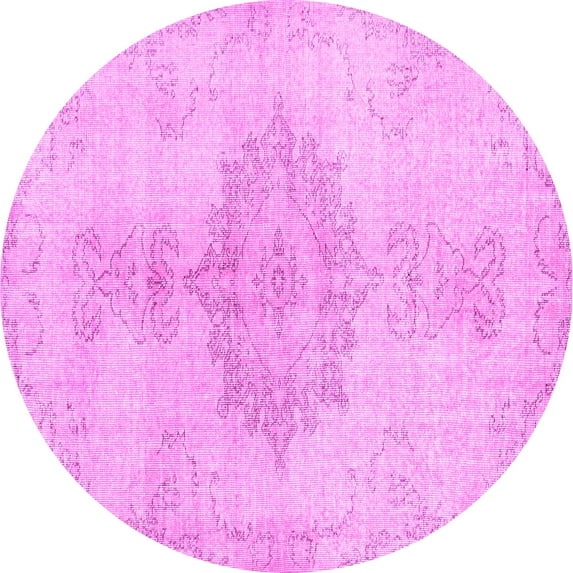 Ahgly Company Indoor Round Abstract Pink Contemporary Area Rugs, 6' Round