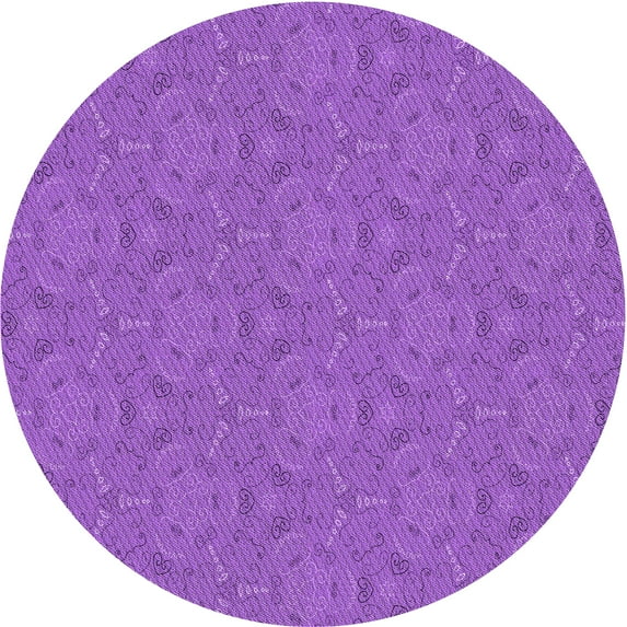 Ahgly Company Indoor Round Patterned Heliotrope Purple Area Rugs, 6' Round