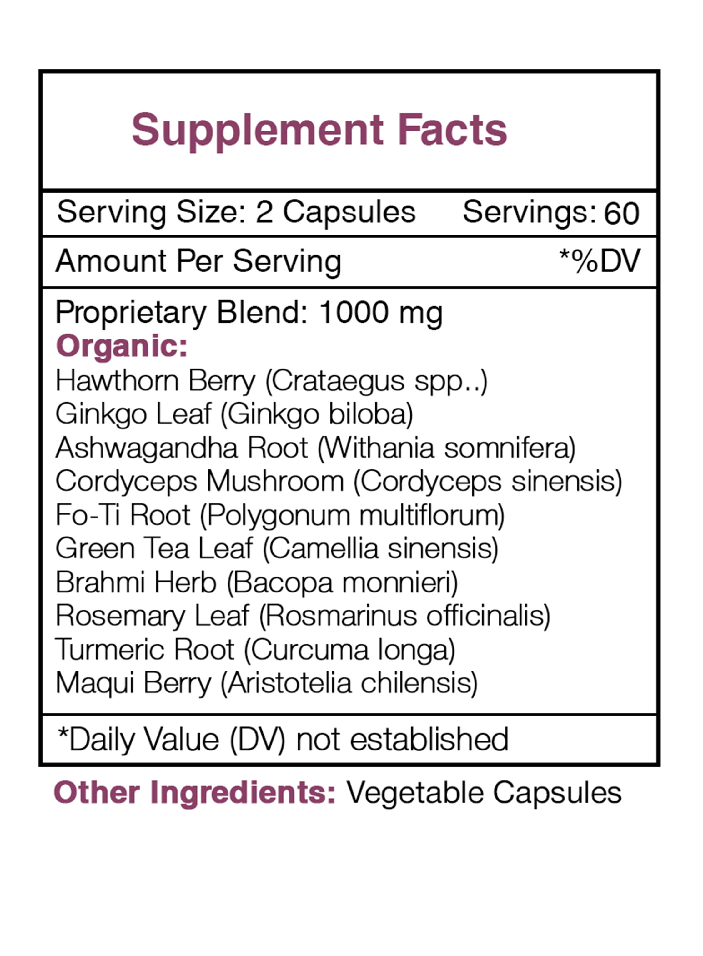 Secrets of the Tribe Youth Secret Capsules Dietary Supplement, Natural Herb Blend, Made from Hawthorn, Ginkgo, Ashwagandha, Cordyceps, Fo-Ti Root, Green Tea, Brahmi, Rosemary, Turmeric 120 Count