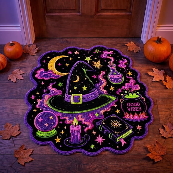 Orangide Halloween Door Mat Indoor Outdoor Welcome Rug with Ghost and Spiders Non-slip Entryway Mat for Front Porch Patio Home Fall Decoration