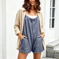 thumbnail image 6 of HBYJLZYG Women's Sleeveless Cotton Linen Romper with Drawstring Back Tie and Side Pockets, Relaxed Fit Casual Summer Vacation Overall Shorts for Women Daily Wear, 6 of 9