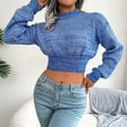 thumbnail image 5 of Lilgiuy Women's Casual Colorful Long Sleeve Off Shoulder Knit Sweater Crew Neck Sweater,Blue,6 2022 Fall Winter, 5 of 5