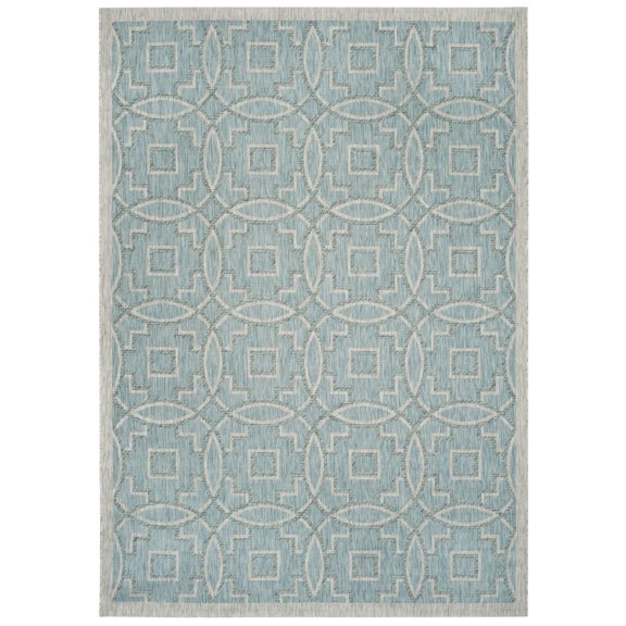 SAFAVIEH Outdoor CY8499-37121 Courtyard Aqua / Grey Rug