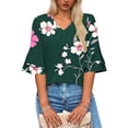 thumbnail image 7 of Wowcloth Women's T-shirt, Fashionable Loose Casual V-Neck Short Sleeve with Double Layer Puff Sleeve Design, Pullover Top for Daily Wear, 7 of 7