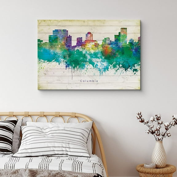 PixonSign Canvas Print Wall Art Columbia Paint Splatter Landmarks Architecture & Maps Cities Modern Art Global Scenic Colorful Multicolor Ultra for Living Room, Bedroom, Office - 12"x18"