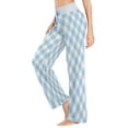 thumbnail image 3 of X-Small Women's Comfy Casual Pajama Pants Stretch Fabric Suitable for Yoga Pants Hippie Pants，The Best Holiday Gifts for Women Blue and White Checkered Pattern, 3 of 7
