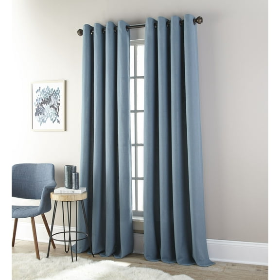 Lanco Sol Room Darkening Window Curtain Panel with Grommet Top, Blue, 52 x 63"