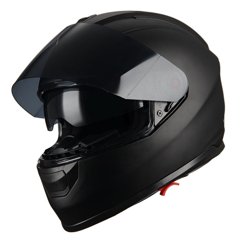 1Storm Motorcycle Full Face Helmet DOT Adults Street Bike Dual Visor Sun Inner Shield with One Extra Clear Shield: HJAH15 Smoked Matt Black