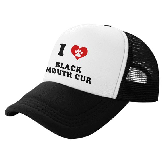 I Heart Black Mouth Cur Dog Love Pets Funny Trucker Hat Baseball Cap Unisex