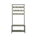 thumbnail image 4 of Linon Larkin Gray Metal Hall Tree 11 Hooks and 2 Shelves in Gray Washed Wood, 4 of 8