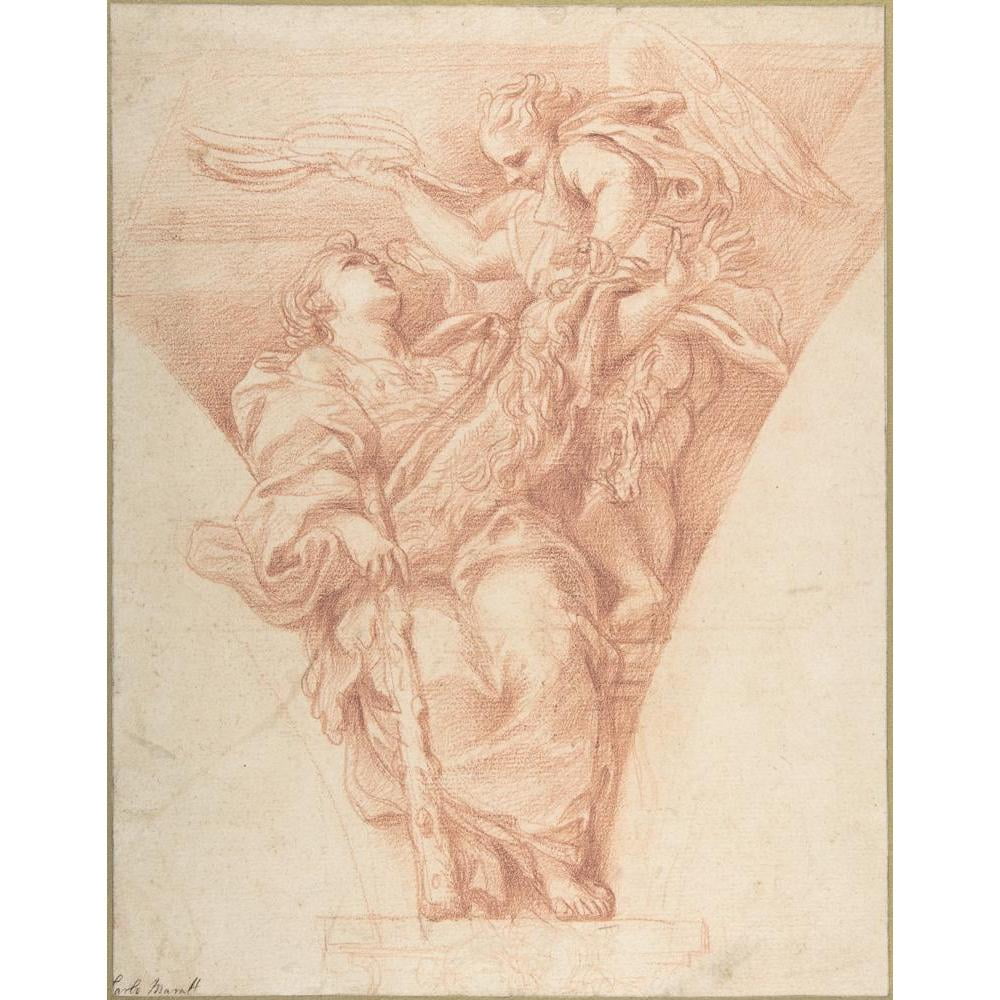 Carlo Maratti 15x18 Black Modern Framed Museum Art Print Titled - Virtue Crowned by Honor (1670-76)