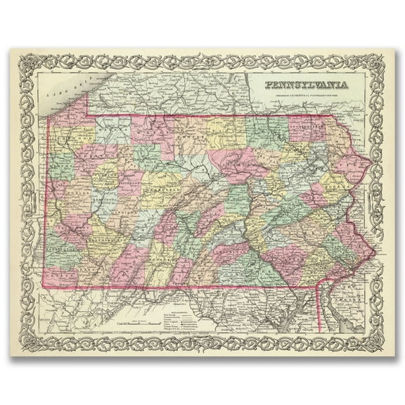 Pennsylvania 1855 Vintage Map 11x14 Unframed Print – Antique Cartography Poster Reproduction Counties Rivers Railroads Towns Historical Keystone State Wall Art Rustic Décor for Home Office Classroom