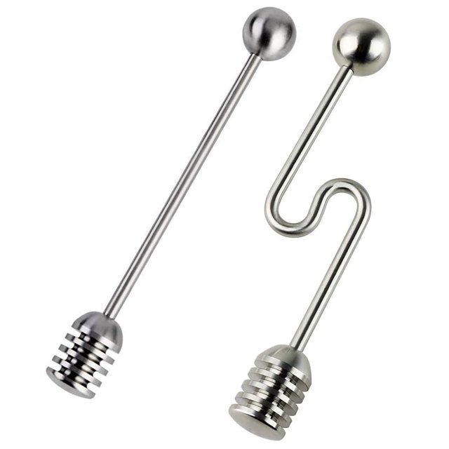 2 piezas de cubo para miel y almíbar, cuchara para miel, barra de acero inoxidable 304, utilizada para recipiente de miel