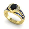 thumbnail image 2 of Diamond-Capitals 2.35 Carat Oval Cut Black Onyx & Blue Sapphire Gemstone Luxurious Wedding Ring for her Solid 18K Yellow Gold Size 9.5, 2 of 8